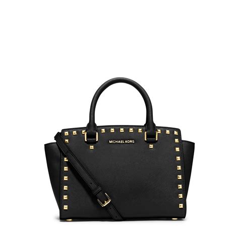 michael michael kors selma studded satchel|michael kors medium satchel.